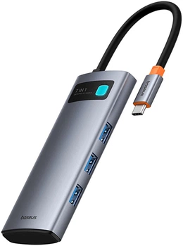 USB-хаб Baseus Metal Gleam USB-C 7в1 HDMI 4K 60Hz / 3x USB 3.0 / USB-C PD / SD / microSD (6932172682750)