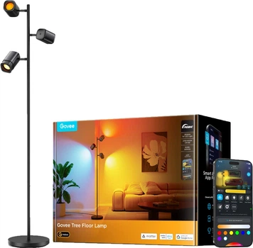 Торшер розумний Govee H60B2 Tree Floor Lamp, 1500Lm, RGBWWIC, WI-FI/Bluetooth Чорний (H60B2311)