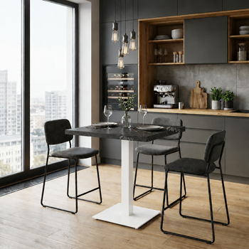 Стол кухонный квадратный RoMax Pocker 80 см Loft Пьетра Гриджио/Белый