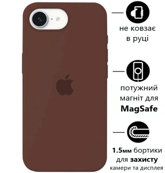 Чохол Silicone Premium case MagSafe з захистом камери та дисплея для iPhone 16e та iPhone 17e Full Protective brown 2744