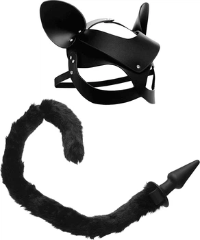 Ролевой набор БДСМ Tailz Black Cat Tail Anal Plug & Mask Set (848518033703)