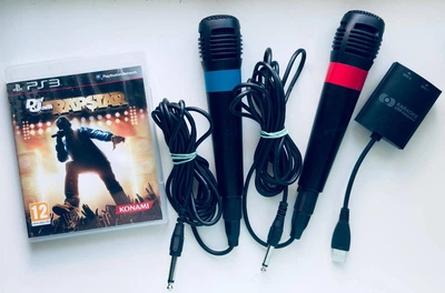 Игровой набор 2 Микрофоны для Sony PlayStation 2, Sony PlayStation 3, XBOX 360, Nintendo Wii + USB Adapters + диск Def Jam Rapstar, Б/У