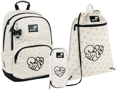 Набор Kite Shimmer & Smile рюкзак + пенал + сумка для обуви Бежевый (SET _ K26-585M-2)