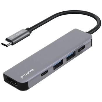 Type-C-Хаб Proove Arc Link 5-in-1 (2xType-C3.0 + 2xUSB3.0 + HDMI) silver (HBAL00010604)