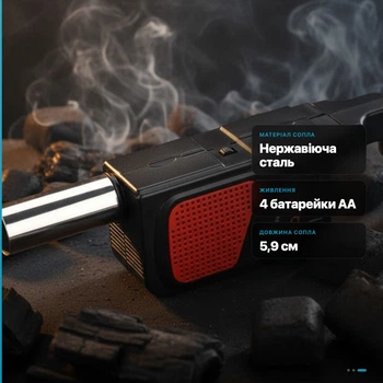 Повітродувка для барбекю BBQ Fan CD-02B на батарейках AA, сопло з нержавіючої сталі