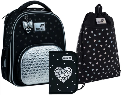 Набор Kite Black & Silver рюкзак + пенал + сумка для обуви Черный (SET _ K26-556M-2)