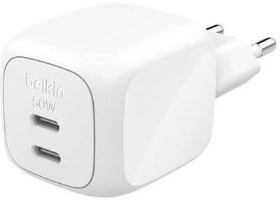 Зарядний пристрій Belkin 50 Вт 2 х USB-С GAN PD PPS Білий (WCH019KQWH)