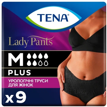 Урологічні труси Tena Lady Pants Plus для жінок Medium 9 шт Black (7322542295397)