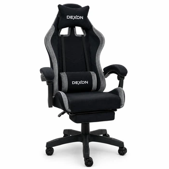 Геймерское кресло DEXON ONYX G-062 с подставкой для ног, из велюра, Dark Grey