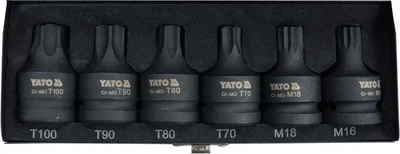 Набір ударних біт YATO TORX SPLINE T70-100 M16-M18 3/4 Cr-Mo 6 шт YT-10653