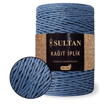 Пряжа Sultan Kagit, Джинс №5, кручена рафія для в'язання сумок і капелюхів, 200 г / 240 м