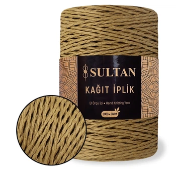 Пряжа Sultan Kagit, Горчичный мед №42, крученая рафия для вязания сумок и шляп, 200 г / 240 м