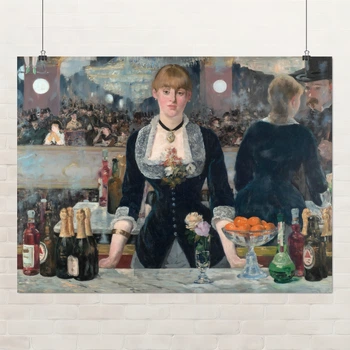 Постер Бар в Фоли-Бержер, Эдуард Мане, Édouard Manet, Bar at Folies-Bergère, A3 30×40 см (id6893)