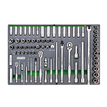 Набор инструмента 1/4", 3/8", 1/2" 73ед (в ложементе, тип D) TOPTUL GED0731