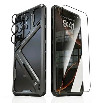 Чехол Metal Bamper Luphie Design для Samsung Galaxy S26 Ultra / CD Pattern на камеру / защитная пленка Ceramics Full Coverage black