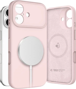 Etui na smartfon Tech-Protect Silicone Magsafe do Apple iPhone 17 Pink Pearl (5906302330218)