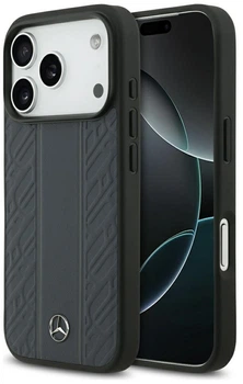 Чехол Mercedes Leather Laurel Leaves Stripes MagSafe для iPhone 17 Pro Синій (Mer008553)