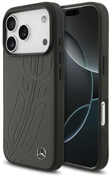 Чехол Mercedes Leather Laurel Leave MagSafe для iPhone 17 Pro Антрацит (Mer008557)