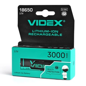Аккумулятор Videx литий-ионный 18650-P (защита) 3000mAh color box/1шт 18650-P/3000/1CB 24450