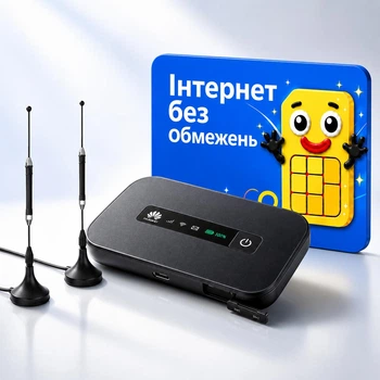 Мобільний 4G модем/роутер USB WI-FI 3G/4G LTE Huawei E5573s-320 + 2 Зовнішні виносні всеспрямовані 3G/4G LTE антени (36см) 7 dBi 700-2700 MHz з магнітною основою+ Подарунок Безлімітний стартовий пакет Київстар інтернет для модемів та смартфонів