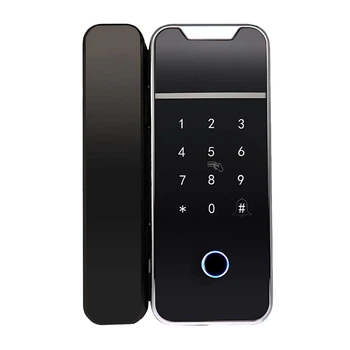 Замок биометрический автономный на стеклянную дверь Trinix TRL-3307BTG с Bluetooth, считывателем отпечатков пальцев и карт Mifare (65-00042)