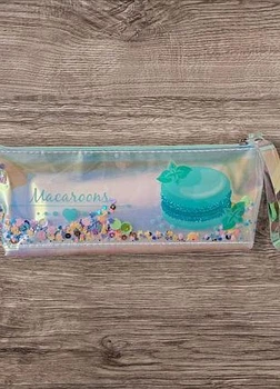 Пенал-косметичка macaroons з рухомими паєтками,прозорий,лазерний(18.5*8*3,5см.)