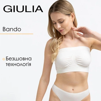 Жіночий безшовний топ з мікрофібри Giulia BANDO L/XL White-cloud dancer, топ бандо, без бретелей