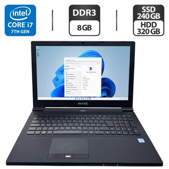 Ноутбук Terra Mobile 1542K / 15.6" (1920x1080) TN / Intel Core i7-7700T (4 (8) ядра по 2.9 - 3.8 GHz) / 8 GB DDR3 / 240 GB SSD M.2 + 320 GB HDD / Intel HD Graphics 630 / WebCam / DVD-ROM / Windows 11 Home б/у