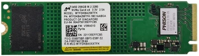 SSD диск Micron 2450 256GB M.2 2280 PCIe 4.0 NVMe TLC 3D NAND (MTFDKBA256TFK) (б/в)