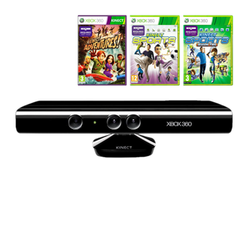 Набор Сенсор Движения Проводной Microsoft Xbox 360 1414 Kinect Black 3m Б/У + Игра Kinect Sports Английская Версия + Kinect Sports Season 2 + Kinect Adventures! Русские Субтитры