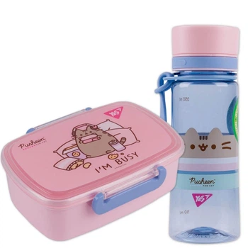Ланчбокс pusheen 750мл YES 708367К бутылка пушин 400мл набор для обеда в школу, подарочный садик для девочки