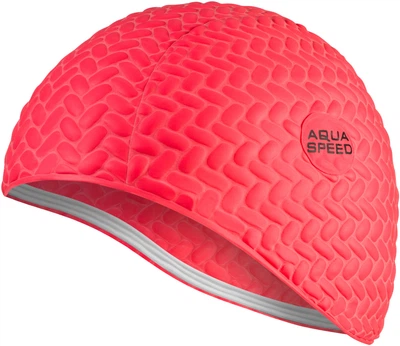 Шапочка для плавания AQUA SPEED Bombastic Tic-Tak, для длинных волос, латексна, красная, универсальный размер OSFM (117-31)