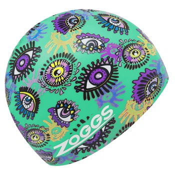 Шапочка для плавания Zoggs Printed, взрослая, силиконовая, зеленая, универсальный размер OSFM (465048.LINSGN)