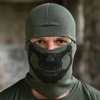 Балаклава-трансформер с принтом Skull олива размер универсальный