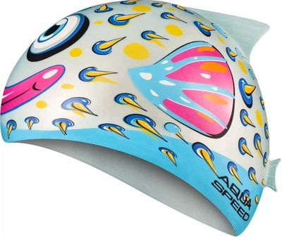 Шапочка для плавания AQUA SPEED ZOO Fish, детская, силиконовая, серая, универсальный размер OSFM (115-02-fish)