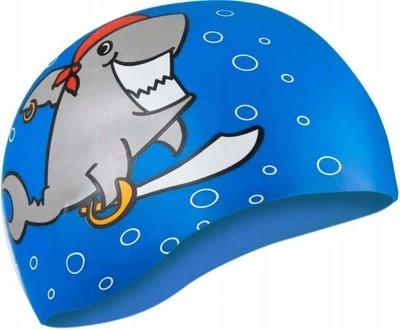 Шапочка для плавания AQUA SPEED Kiddie, детская, силиконовая, синяя, универсальный размер OSFM (142-Shark)
