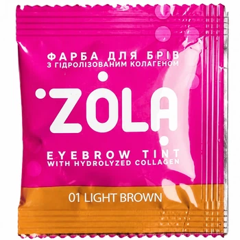 Фарба для брів із колагеном ZOLA Eyebrow Tint With Collagen 01 Light brown у саші+окислювач 5 мл