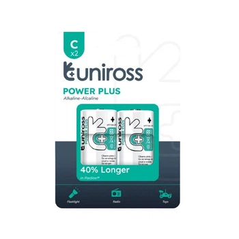 Батарейки лужні Uniross Power Plus Alkaline C/LR14 1,5V 2 шт
