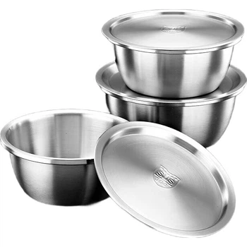 Миска YUTAI из нержавеющей стали 304 с крышкой, глубокая кухонная миска для приправ, миска для приготовления пищи дома с крышкой, миска для лапши, суповая миска WDG18