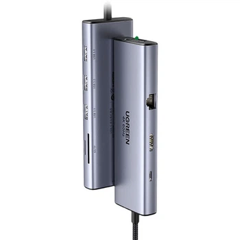 Розширювальна док-станція UGREEN Type-C, розширювальна док-станція HDMI, адаптер Ethernet 4K 60 Гц, зарядний концентратор, аксесуар для ігрового столу, сумісний з ноутбуками Apple MacBook Air, iPad, Thunderbolt 4