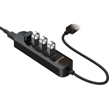 Хаб PHILIPS USB3.0 4 порти для ноутбука/ПК, 0.6 м