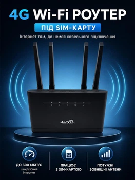 Мобильный роутер WiFi 4G LTE модем под SIM-карту для интернета беспроводной вай-фай 4G роутер маршрутизатор с антеннами мобильный интернет для дома | офиса | дачи | скорость до 300 Мбит/с