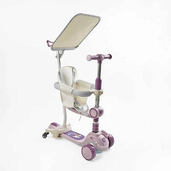 Самокат-беговел триколісний Skyper FJ-33822 (колеса: передні Ø4,92"/заднє Ø3,94"/PU, рама алюм./складна, сидіння, навіс, батьк. ручка, до 25/50 кг)