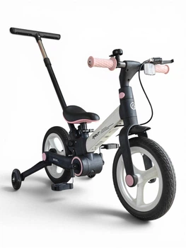 Велосипед беговел детский складной с родительской ручкой SP-Sport 1200 White-Black-Pink