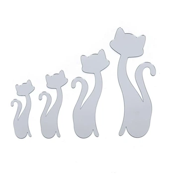 Зеркальный декор акриловый самоклеющийся Котики серебро 4шт Sticker Wall 300х130 мм (SW-00002494)
