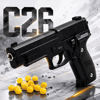 Страйкбольний пістолет AirSoft Gun металева модель з пружинним механізмом та пластиковими кульками C26