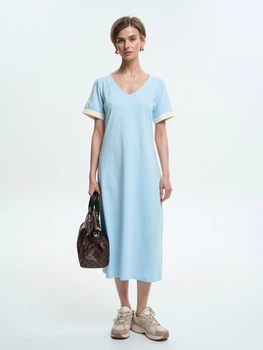 Сукня-футболка міді літня жіноча ROZA 250732 XS Блакитна (4824005760860)