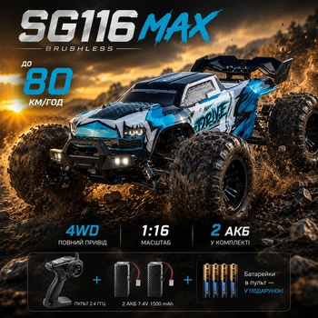 Машинка на радиоуправлении SG116 MAX 1:16 — безщеточный монстр