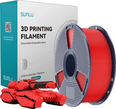 PLA-пластик Філамент Sunlu PLA Classic Red для 3D-принтера - 1Кг, 1.75mm Оновлений Червоний Колір з Котушкою