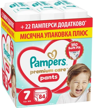 Подгузники-трусики Pampers Premium Care Pants Размер 7 (15+ кг) 84 шт (8006530315784)